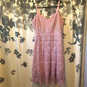 City Chic Pink Spaghetti Strap Sundress Midi